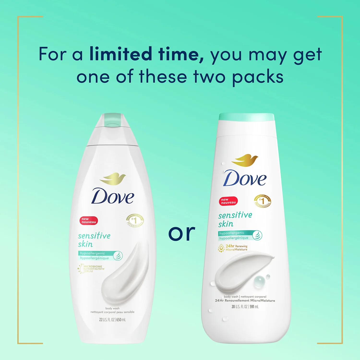 Dove Body Wash Sensitive Skin Hypoallergenic, Paraben-Free, Sulfate-Free, Cruelty-Free, Moisturizing Skin Cleanser Effectively Washes Away Bacteria While Nourishing Skin 20 oz