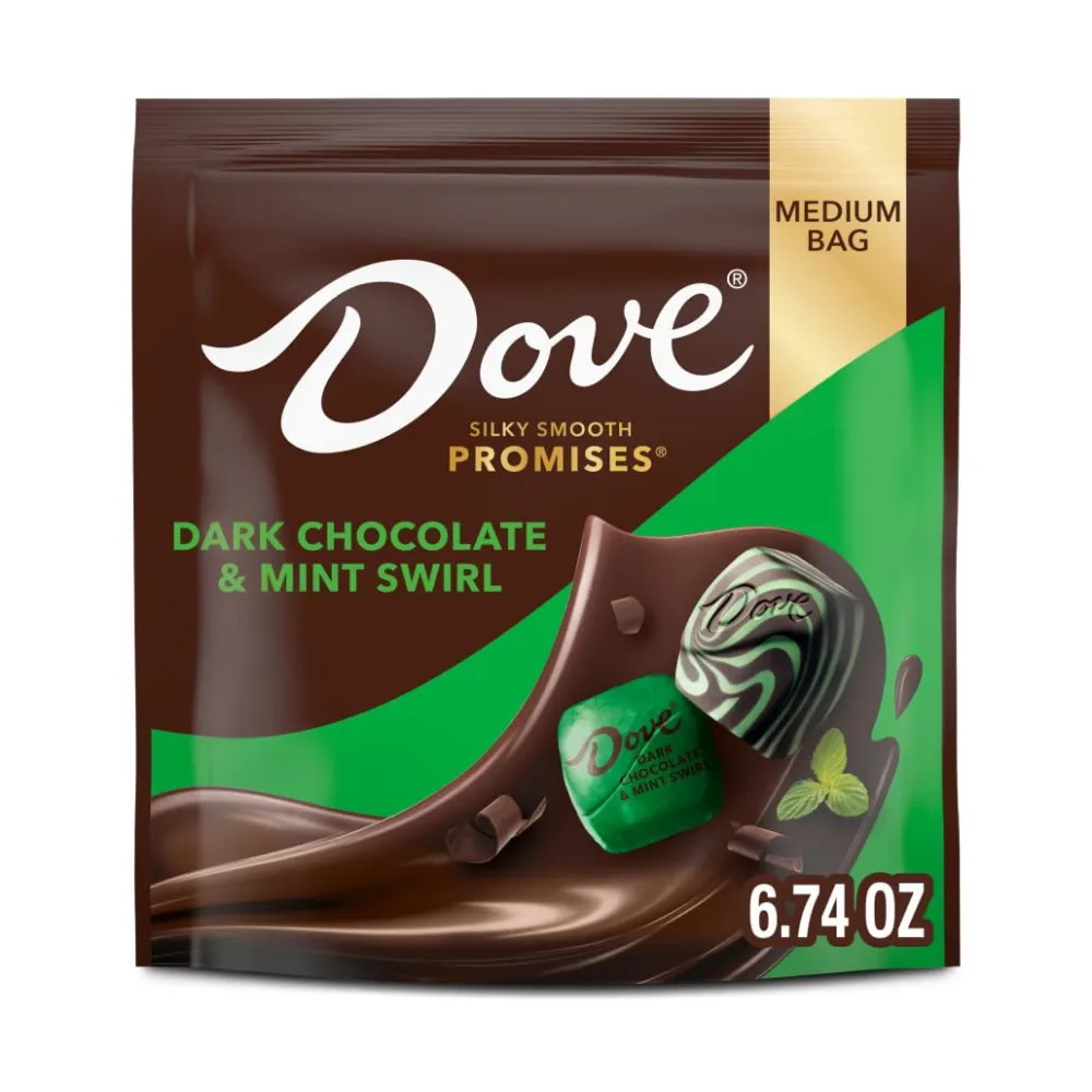 DOVE PROMISES Dark Chocolate & Mint Swirl Candy, 6.74 Oz Bag