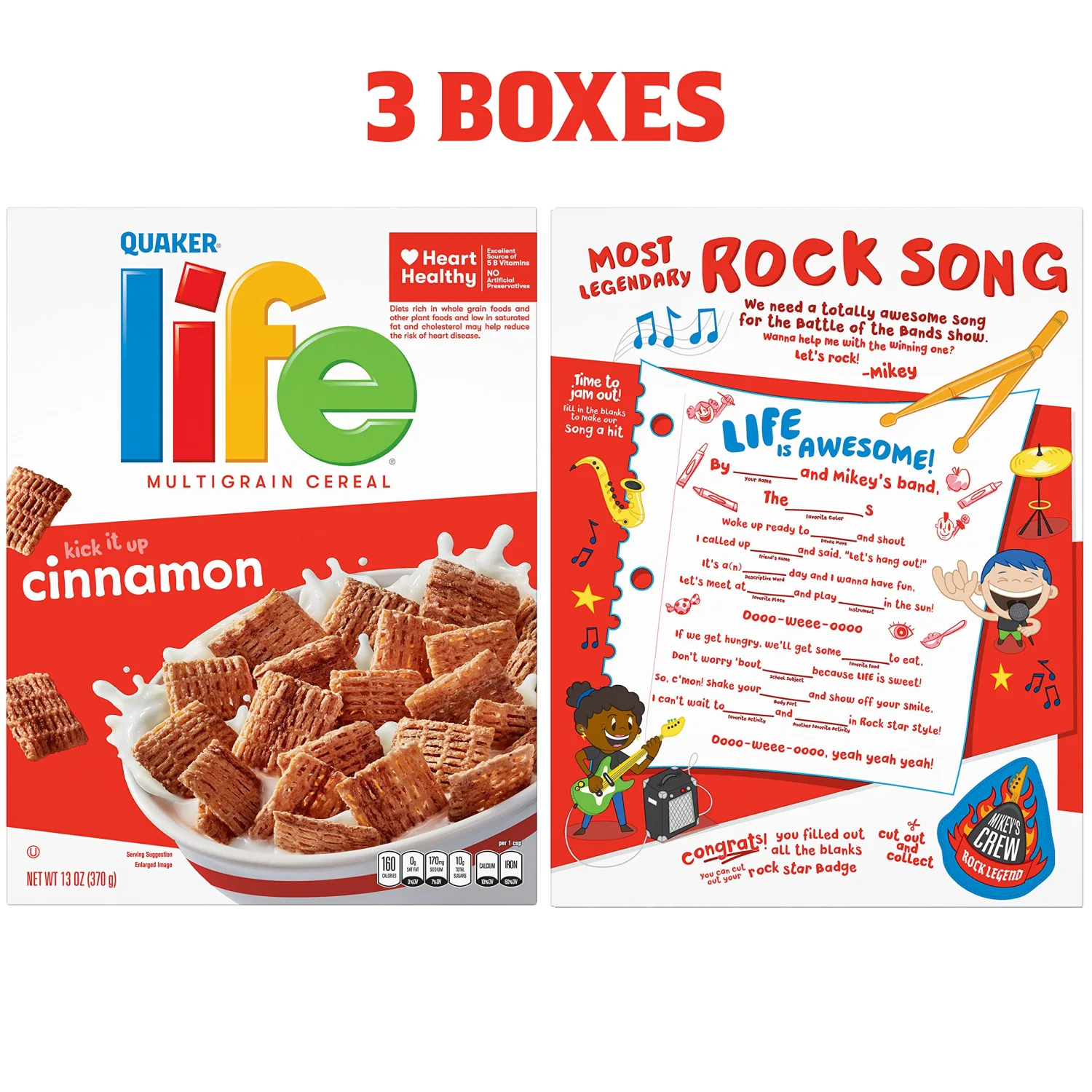 Life Breakfast Cereal, Cinnamon, 13 Ounce (Pack of 3)