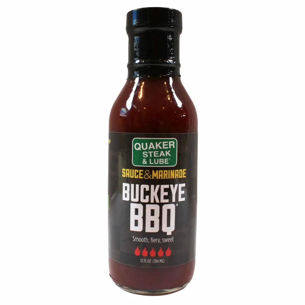 Quaker Steak and Lube Buckeye Barbecue Wing Sauce - 12 Ounce Glass Bottle of Quaker Steak & Lube Buckeye BBQ Sauce