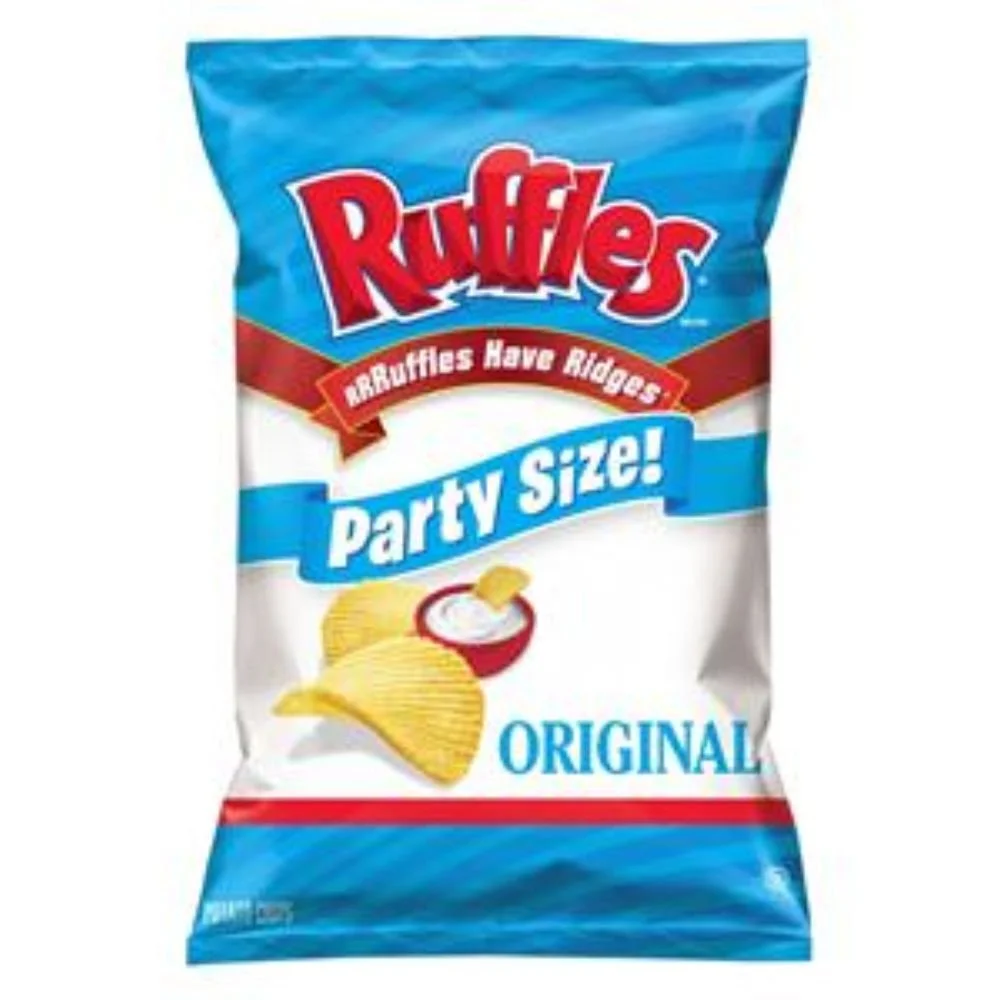 Frito Lay, Ruffles, Potato Chips, 14.5oz Bag (Pack of 3) (Choose Flavors Below) (Party Size Original 14.5oz)