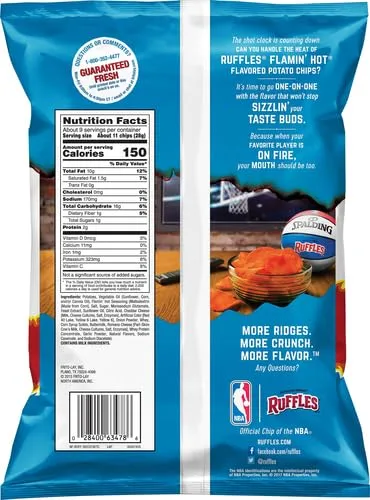 Ruffles Ridged Potato Chips, Flamin' Hot, 8.5 Ounce