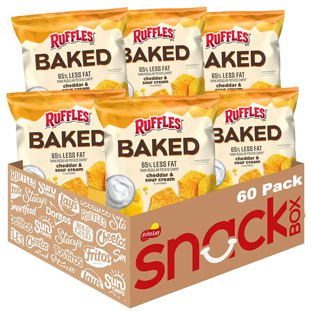 Baked, Ruffles Cheddar & Sour Cream, 0.8 Ounce (Pack of 60)