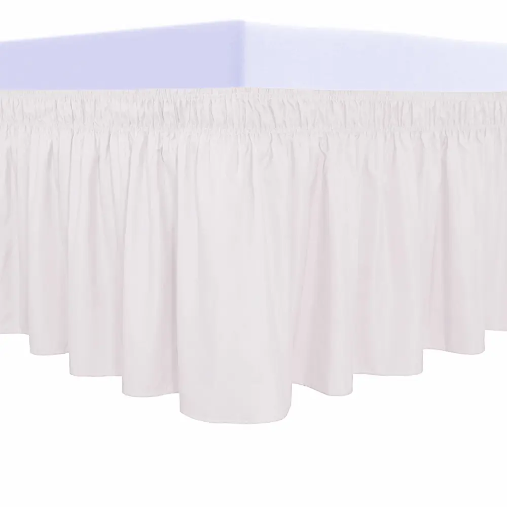 PureFit Wrap Around Ruffled Bed Skirt with Adjustable Elastic Belt - 22 Inch Drop Easy to Put On, Wrinkle Free Bedskirt Dust Ruffles, Bed Frame Cover for Twin,Twin XL and Full Size Beds, Baby Pink