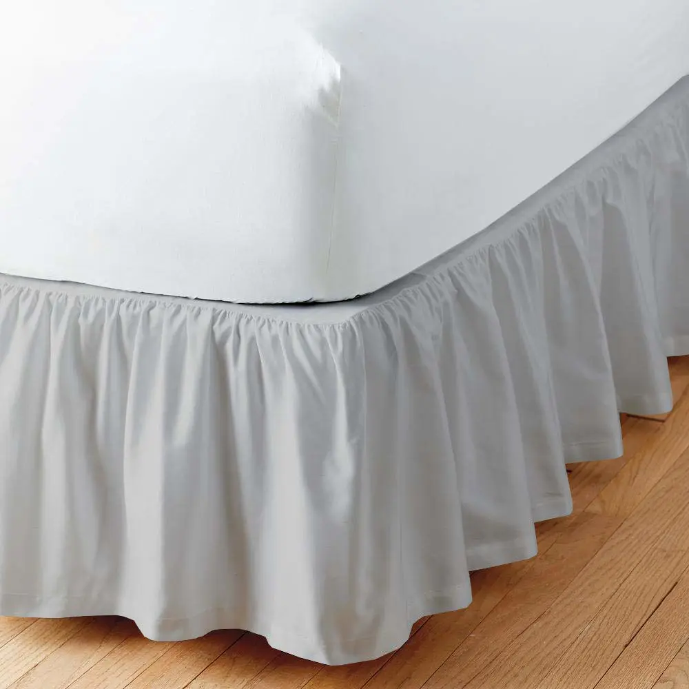 Ruffled Bed Skirt with Split Corner 100% Microfiber Soft,Sheen & Wrinkle Free Bed Skirt Gathered Style Dust Ruffle Bed Skirt with 21 Inch Drop Three Sided Coverage Dust Ruffle (Light Grey,King)