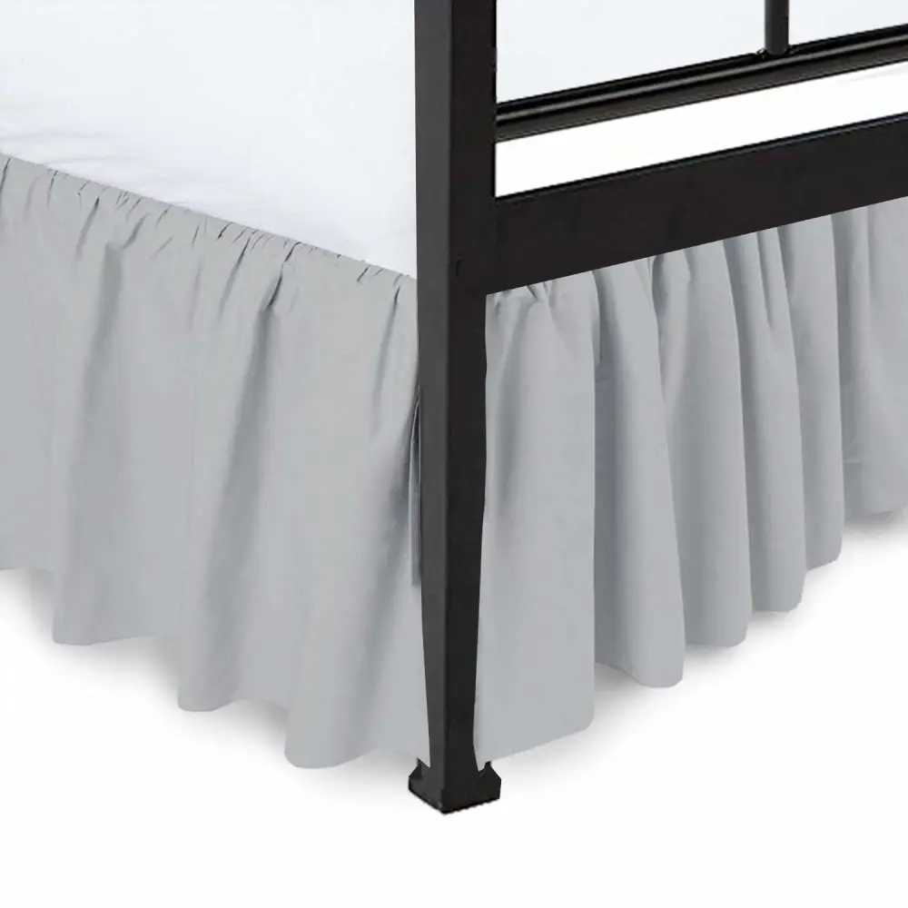 Ruffled Bed Skirt Split Corners Ultrasoft Poly Cotton/Microfiber Upto 10" Drop Expertise Tailored Fit Wrinkle Free Bed Skirt Dust Ruffle (Twin-Light Grey)(Available in All Bed Sizes and 10 Colors)
