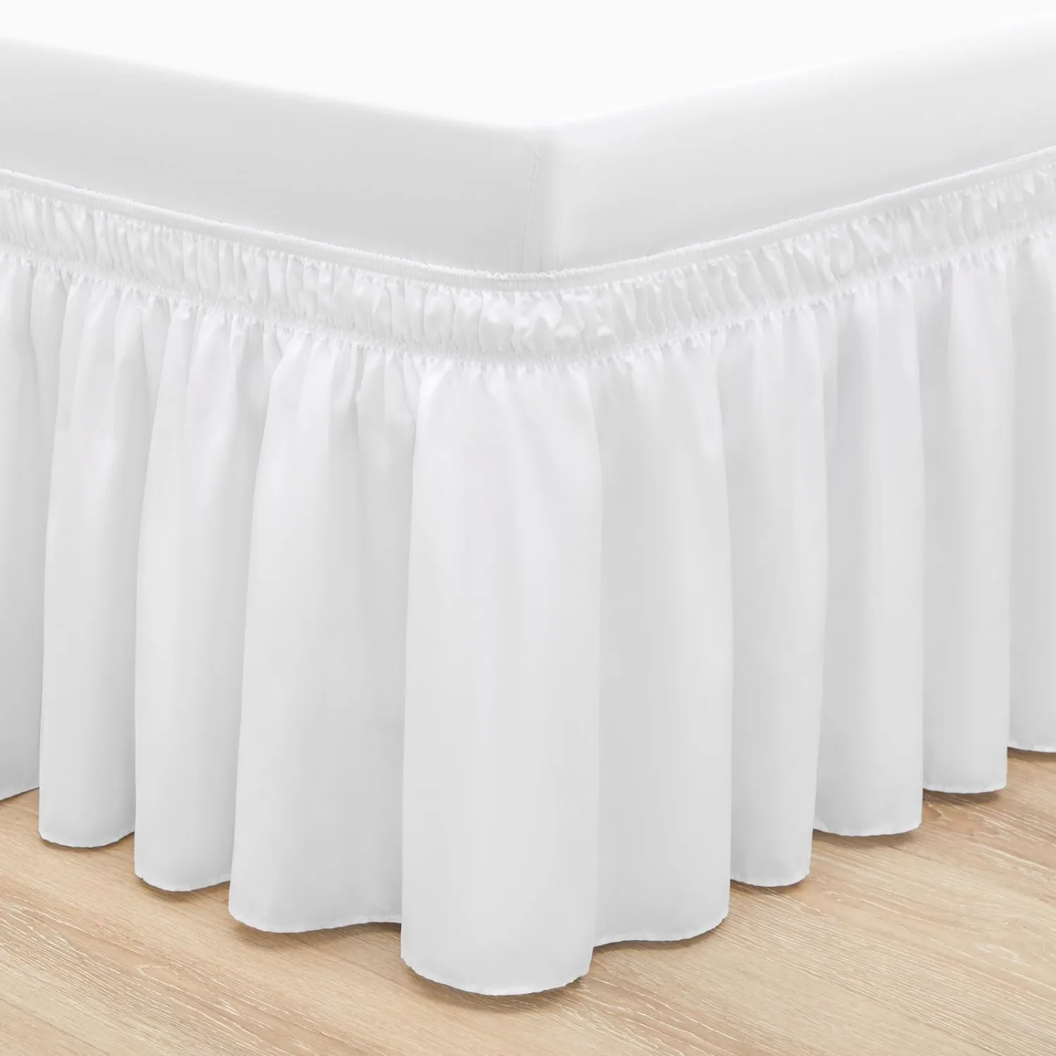 RIMELA Ruffled White Bed Skirt King Size, Dust Ruffle for King Size Bed, Soft and Solid Microfiber with 15" Drop, Classic Style, California King, Bright White Bedskirts