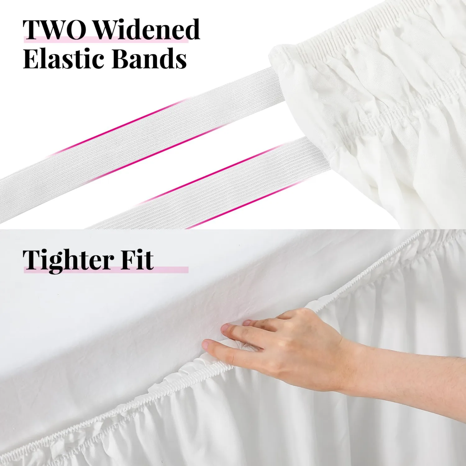 RIMELA Ruffled White Bed Skirt King Size, Dust Ruffle for King Size Bed, Soft and Solid Microfiber with 15" Drop, Classic Style, California King, Bright White Bedskirts
