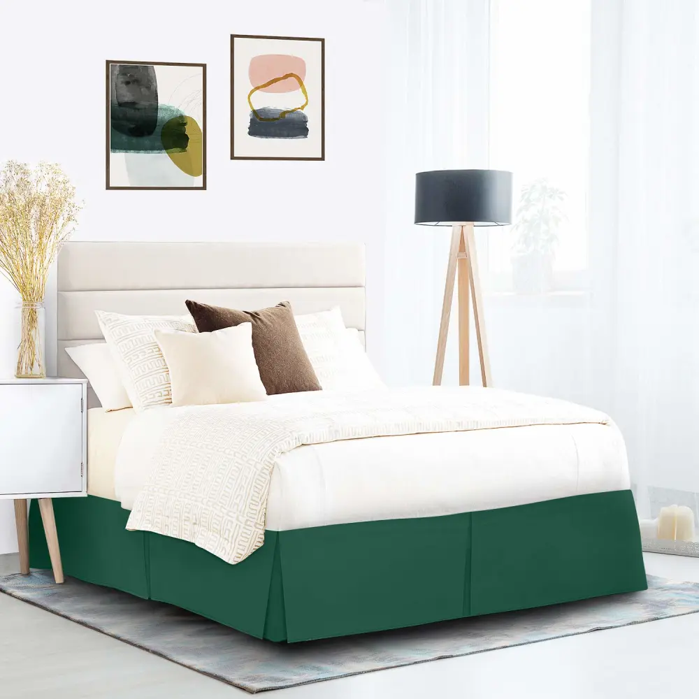 Nestl Hunter Green Full Bed Skirt - Full Size Bed Skirt 14 Inch Drop - Brushed Microfiber Bed Skirts - Hotel Quality Pleated Bed Skirt - Shrinkage & Fade Resistant