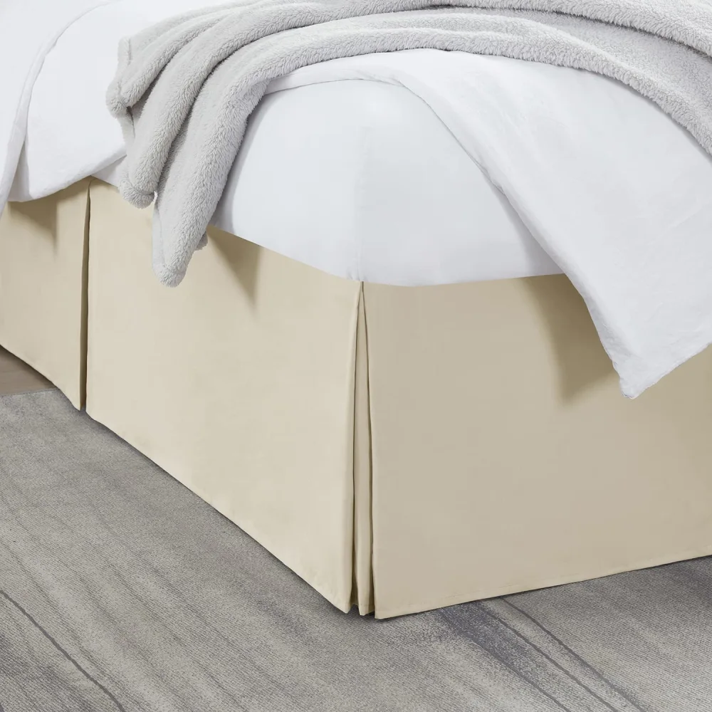 Nestl Cream Full Bed Skirt - Full Size Bed Skirt 14 Inch Drop - Brushed Microfiber Bed Skirts - Hotel Quality Pleated Bed Skirt - Shrinkage & Fade Resistant