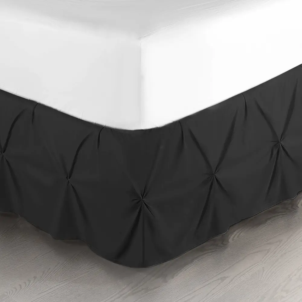 Nestl Black Bed Skirt Cal King Size, Pinch Pleat Cal King Bed Skirt, 14" Inch Drop Cal King Bedskirt, Hotel Quality Black Bed Skirts Microfiber Bedskirt for Cal King Bed, Black Cal King Size Bed Skirt