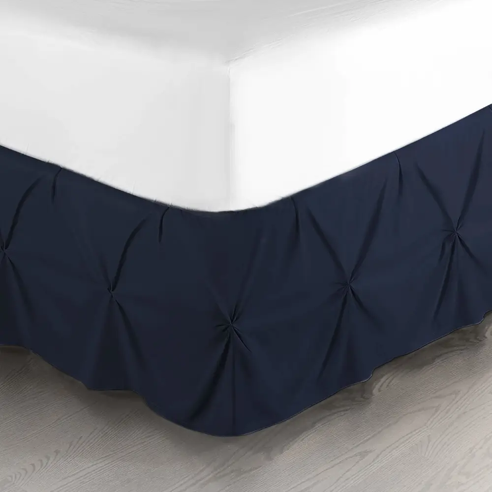 Nestl Navy Blue Bed Skirt Queen Size, Pinch Pleat Queen Bed Skirt, 14" Inch Drop Queen Bedskirt, Hotel Quality Navy Blue Bed Skirts Premium Microfiber Bedskirt for Queen Bed, Navy Blue Queen Bed Skirt