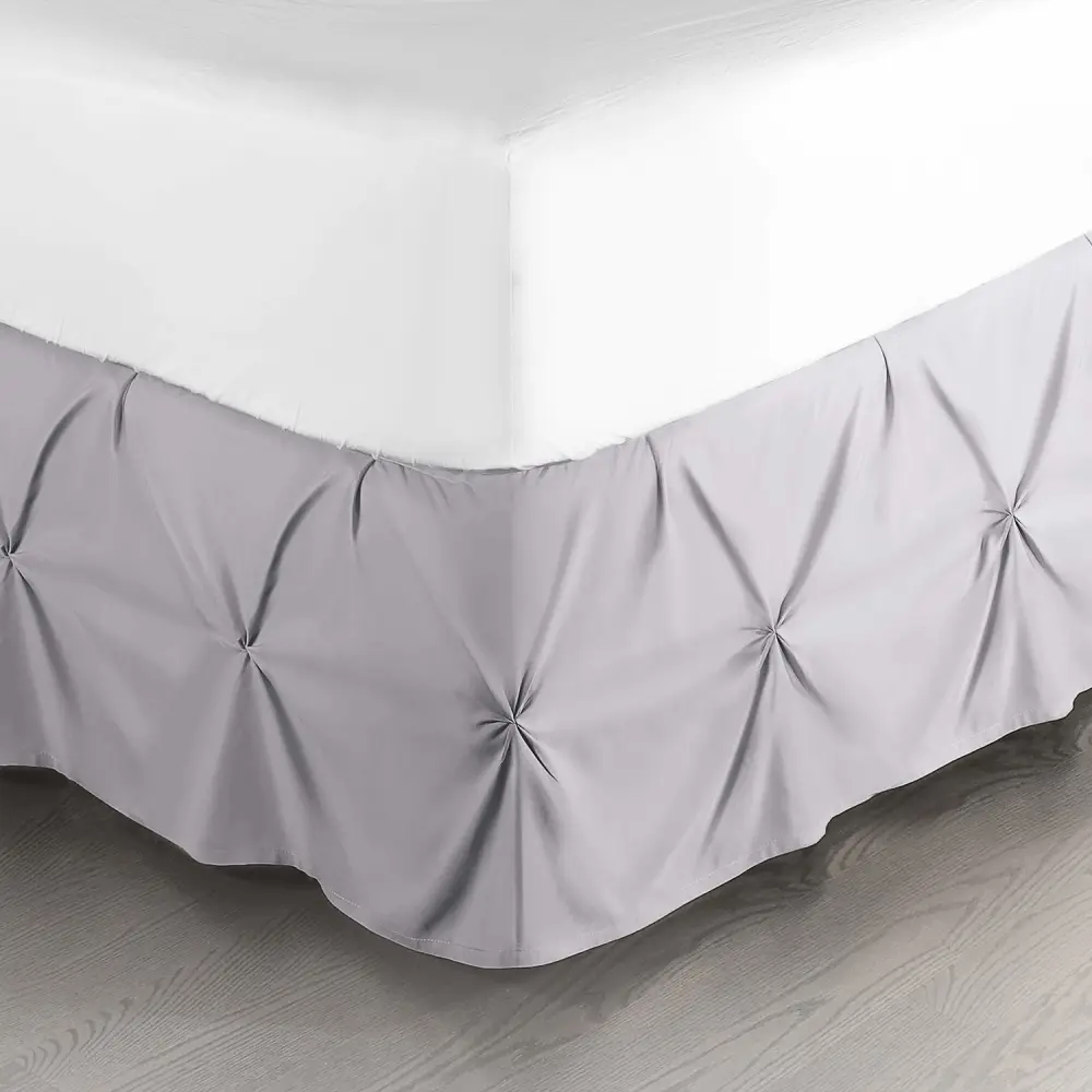 Nestl Grey Lavender Bed Skirt King Size, Pinch Pleat King Bed Skirt, 14" Inch Drop King Bedskirt, Hotel Quality Grey Lavender Bed Skirts, Premium Microfiber Grey Lavender King Size Bed Skirt