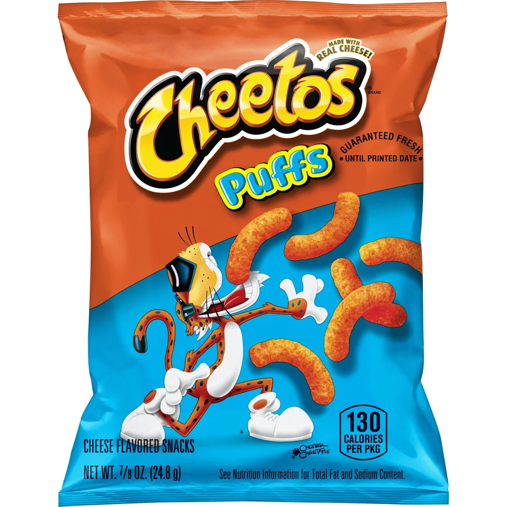 Cheetos Puffs Cheese Flavored Snacks, 0.875 Ounce (Pack of 104)