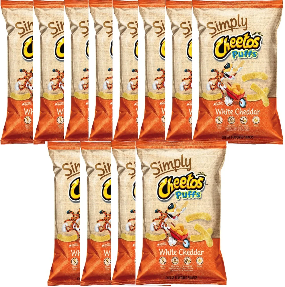 Cheetos Puffs Cheese Snacks, Simply White Cheddar Puffs 8 Ounce (pack of 12)