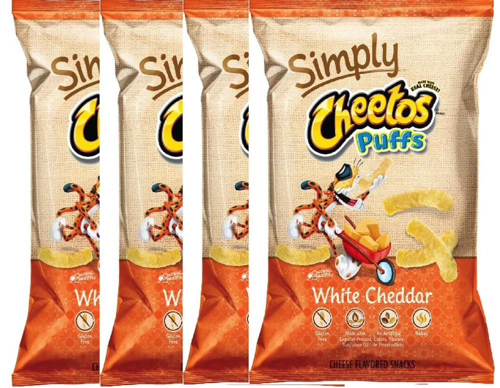 Cheetos Puffs Cheese Snacks, Simply White Cheddar Puffs 8 Ounce (pack of 4)