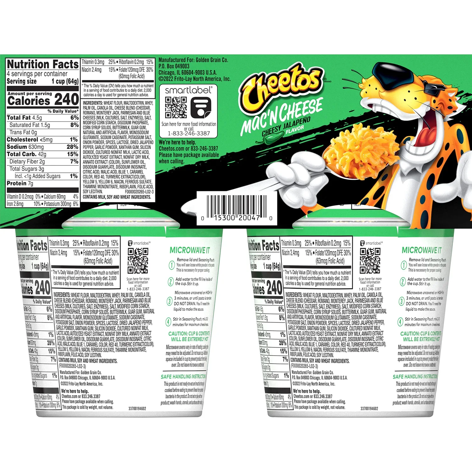 Mac N Cheetos Cheesy Jalapeno, 2.25 Oz, 4 Pack Tubs