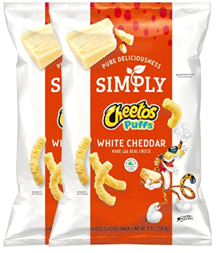 Cheetos Cheese Snacks, Simply White Cheddar & Jalapeño Puffs Limited edition 8 oz (White Cheddar, 2)