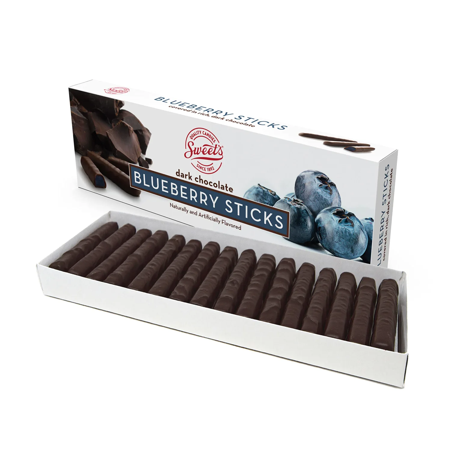 Sweet Candy Company Dark Chocolate Blueberry Sticks - Gourmet Chocolate Covered Sticks, Chocolate Fruit Flavored Sticks, Gift Idea for Holidays, Gluten Free, Kosher - 10.5 oz Box