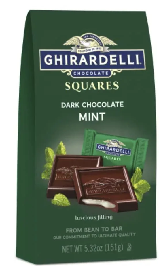 Ghirardelli Dark Chocolate Squares 3 Flavor Variety Bundle, 1 each: Mint, Sea Salt Soiree, and Raspberry, (4.12-5.32 Ounces)