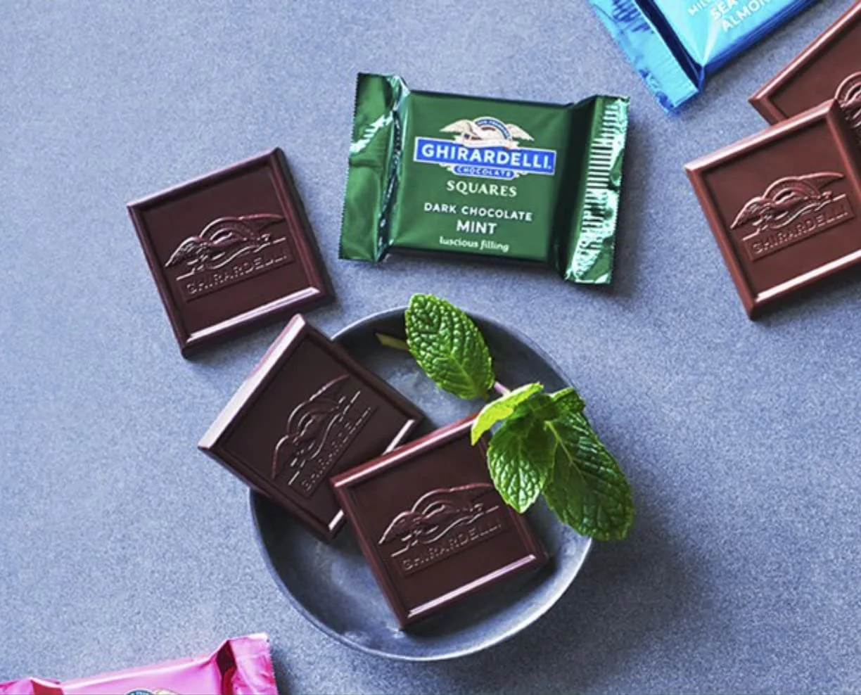 Ghirardelli Dark Chocolate Squares 3 Flavor Variety Bundle, 1 each: Mint, Sea Salt Soiree, and Raspberry, (4.12-5.32 Ounces)
