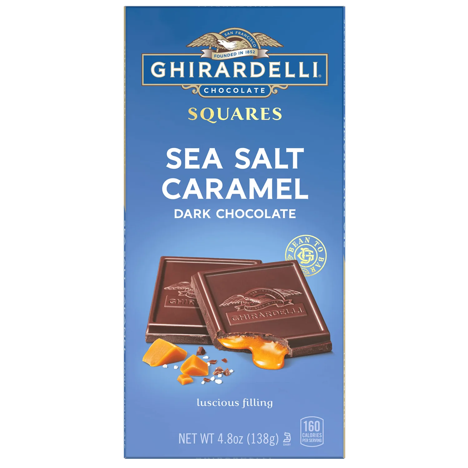 GHIRARDELLI Sea Salt Caramel Dark Chocolate Squares Bar, 4.8 Oz Bar