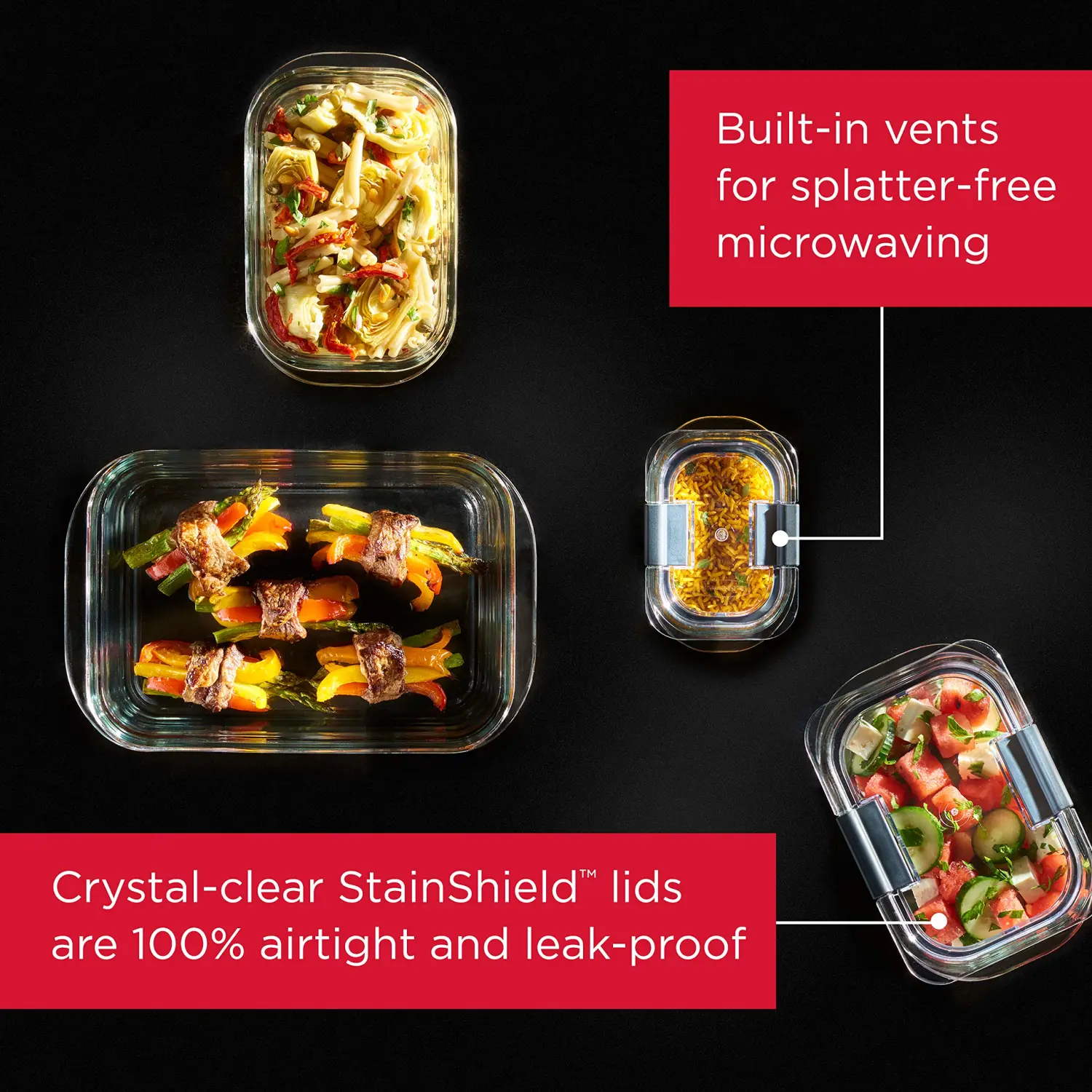 Rubbermaid Brilliance Glass Storage 8-Cup Food Container with Lid (2 Pieces Total), 1-Pack, Clear