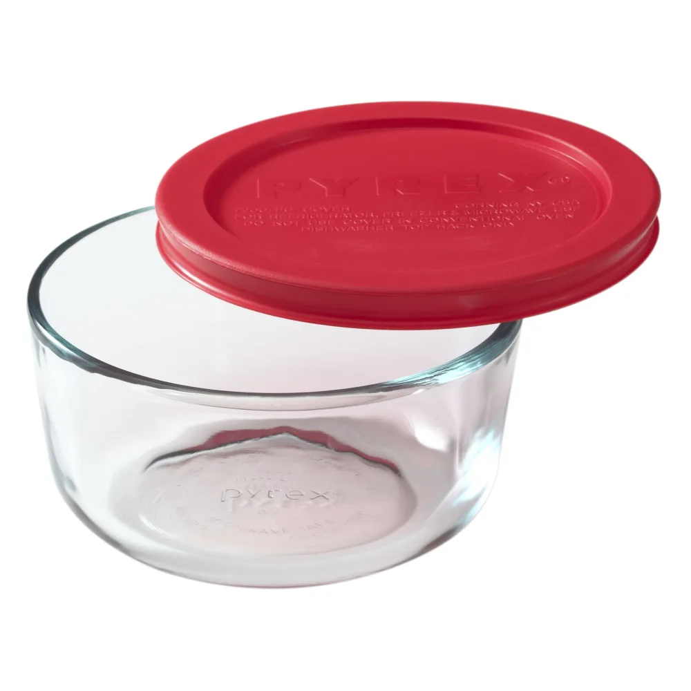 Pyrex Simply Store 2-Cup Single Glass Food Storage Container with Lid, Non-Pourous Round Meal Prep Container, BPA-Free , Dishwasher, Microwave, Oven and Freezer Safe