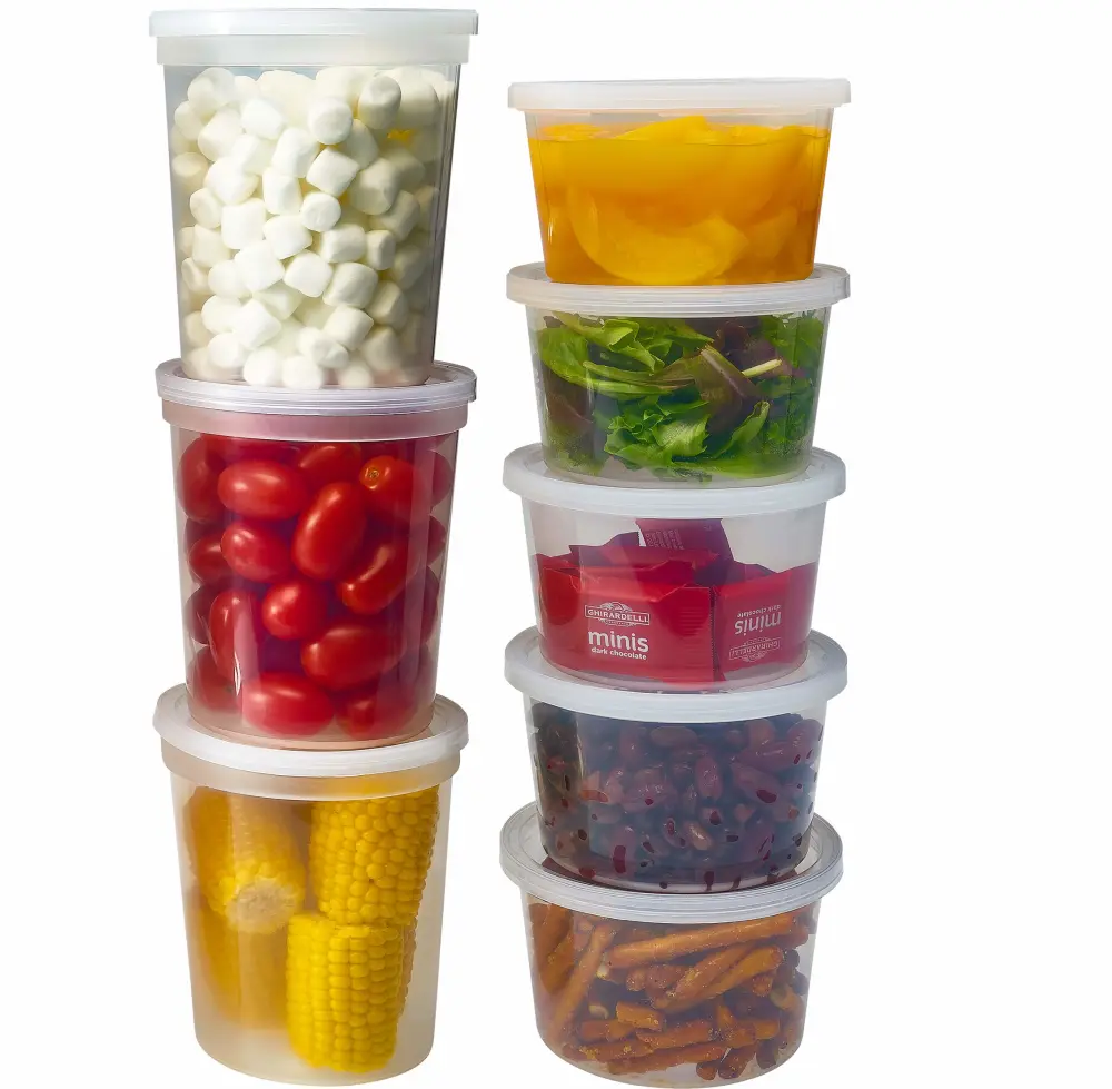 DuraHome Deli Containers with Lids for Food Storage Leakproof - 46 Sets BPA-Free Plastic Microwaveable Clear Food Storage Container Premium Quality, Freezer & Dishwasher Safe (Mixed - 16oz & 32oz.)