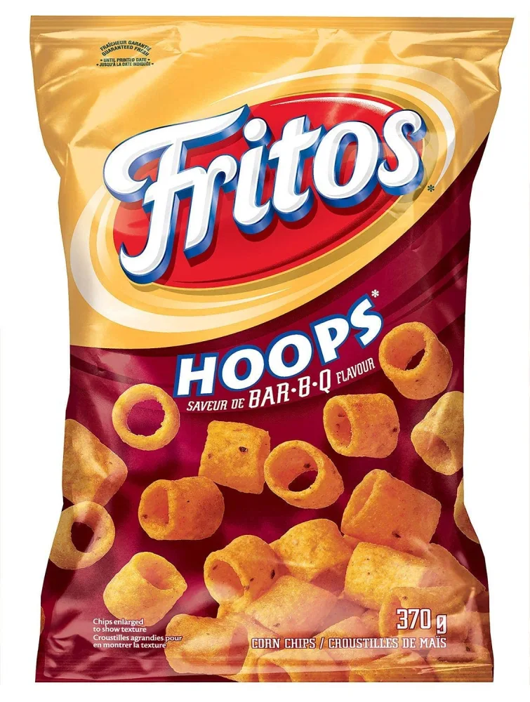 Frito Hoops BBQ Bar B Q Large 370g Bag from Canada - 10 pack