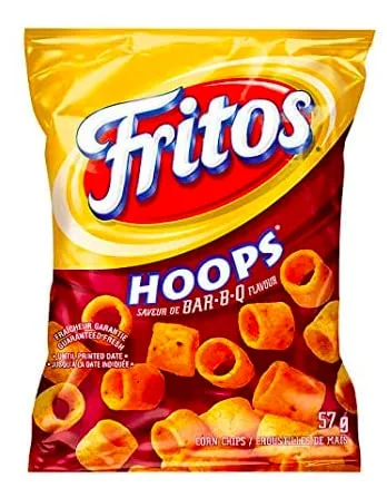 AZPantry Bundle Pack Canadian Fritos Hoops Vending Machine Bags 57g (10X-Pack) Comes in a Crush Proof Box Imported From Canada Family Size Chips Bundle Pack Amazing Canadian Snacks