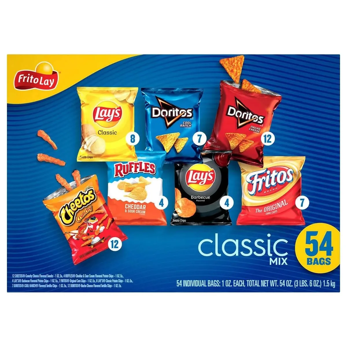 Frito Lay Classic Chips Variety, 1 Ounce (54 Count)