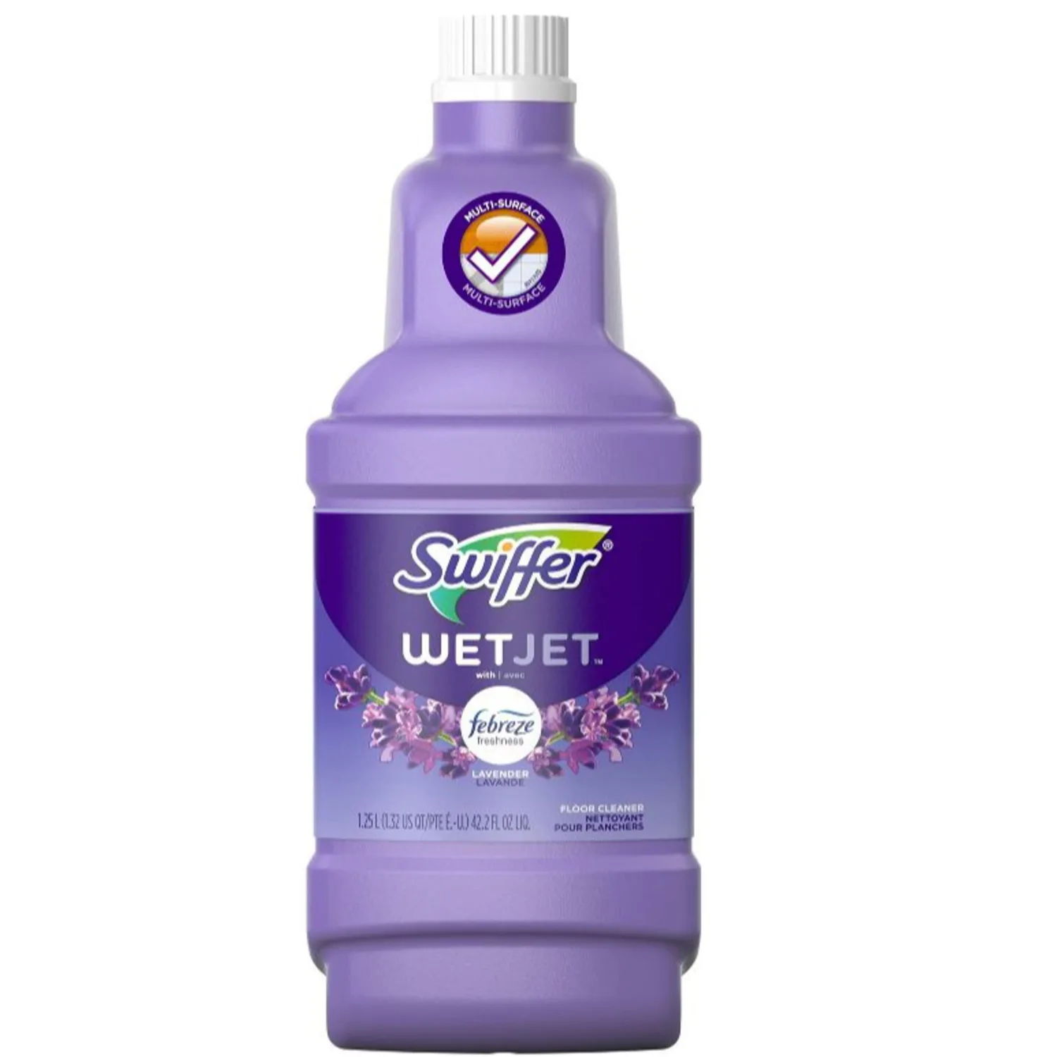 WetJet Multi-Purpose Floor & Hardwood Cleaner Solution with Febreze Refill, Lavender Vanilla & Comfort Scent, 1.25 Liter (2 Bottles)
