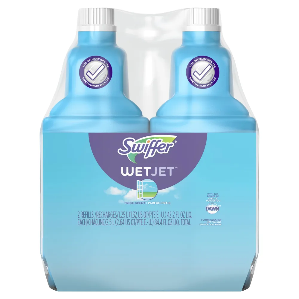 Swiffer Wetjet Hardwood Floor Mopping and Cleaning Solution Refills, All Purpose Cleaning Product, Open Window Fresh Scent, 1.25 Liter, 2 Pack (Packaging may vary)