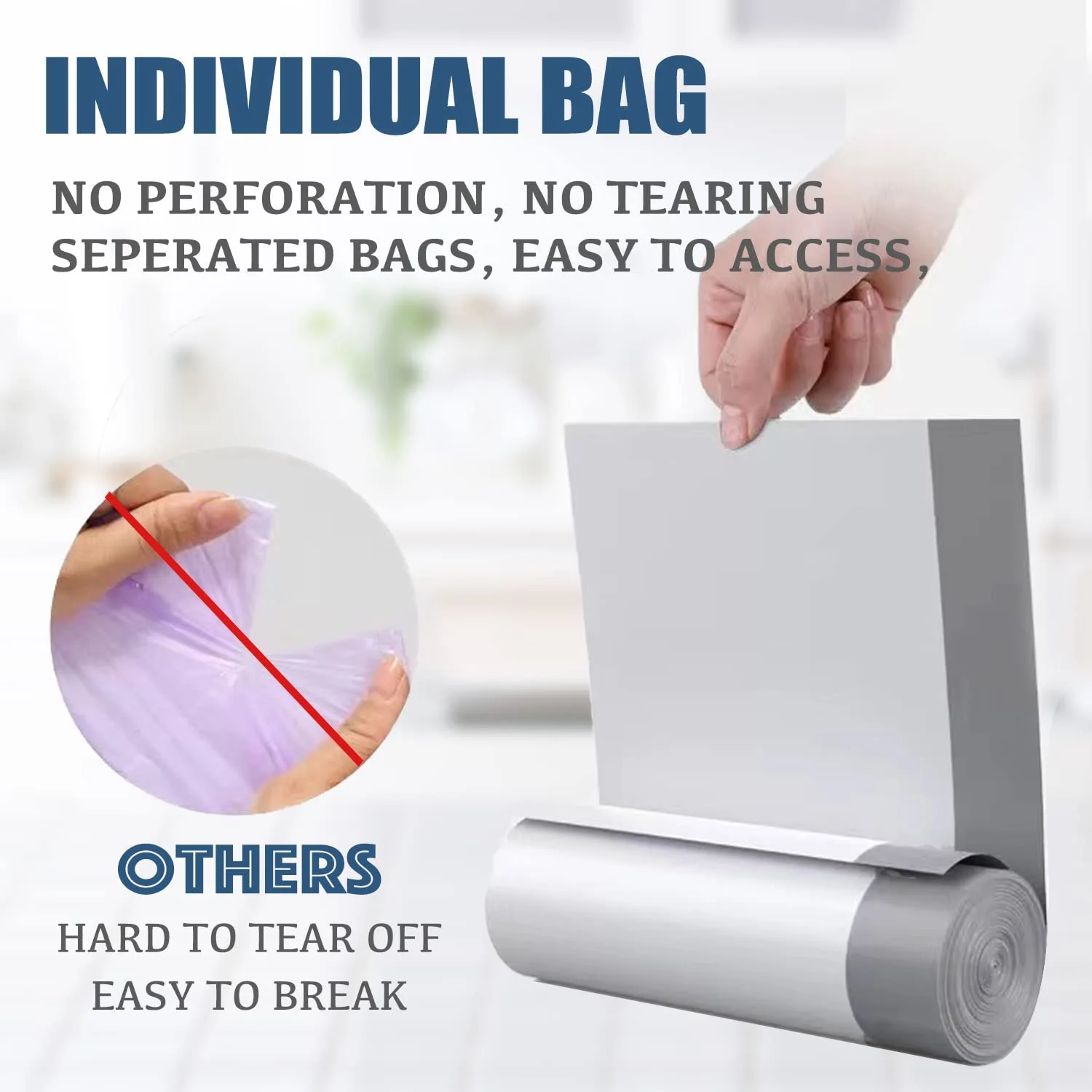 UhomeyUhao Small Trash Bags 4 Gallon - Drawstring, Individual Unscented Small Garbage Bags, White Trash Can Liners For Bathroom, 57 Count