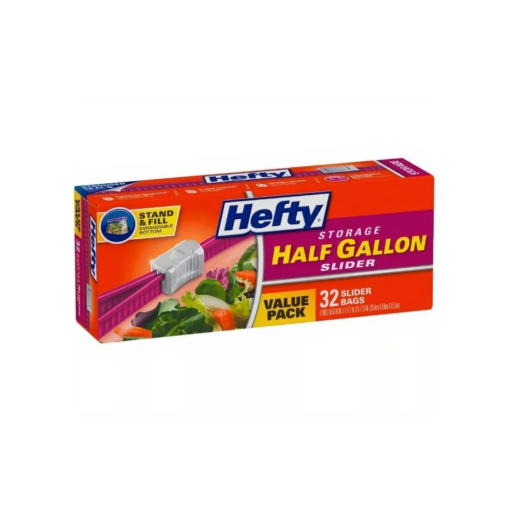 Hefty Slider Storage Bags, Half Gallon Size, 32 Count