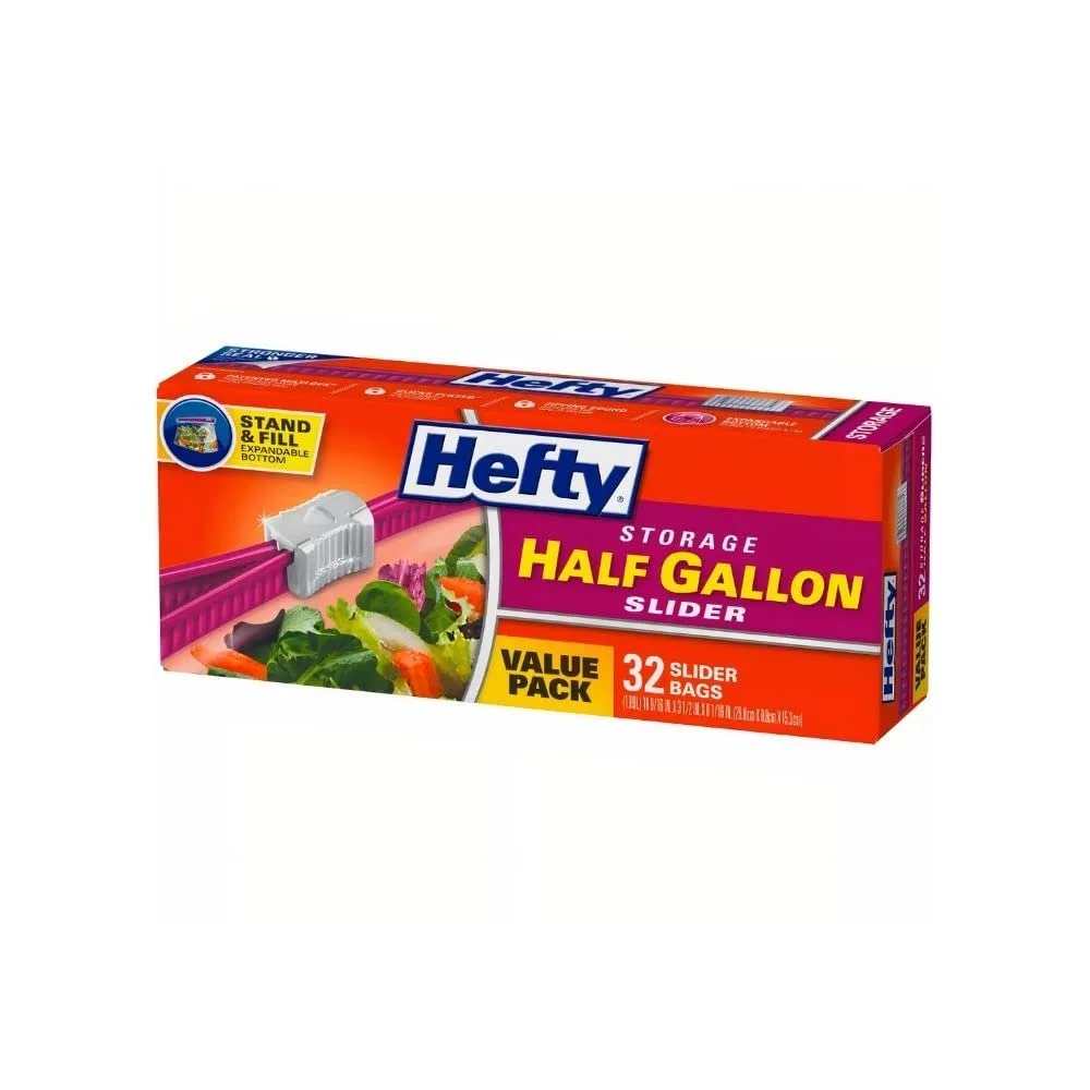Hefty Slider Storage Bags, Half Gallon Size, 32 Count