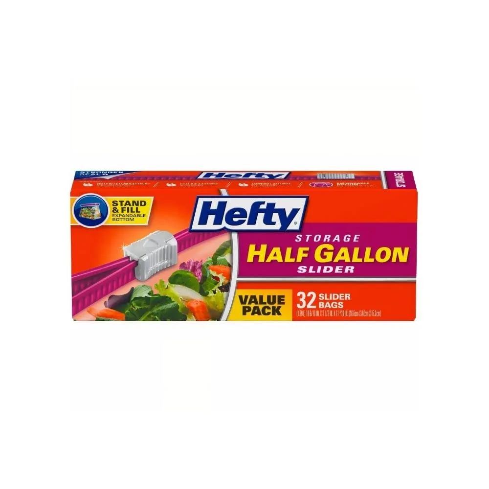 Hefty Slider Storage Bags, Half Gallon Size, 32 Count