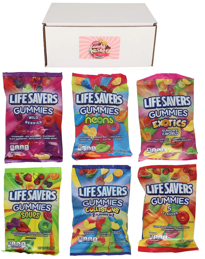 SECRET CANDY SHOP Life Savers Gummies Variety Pack of 6 Flavors (1 of each flavor, Total of 6)