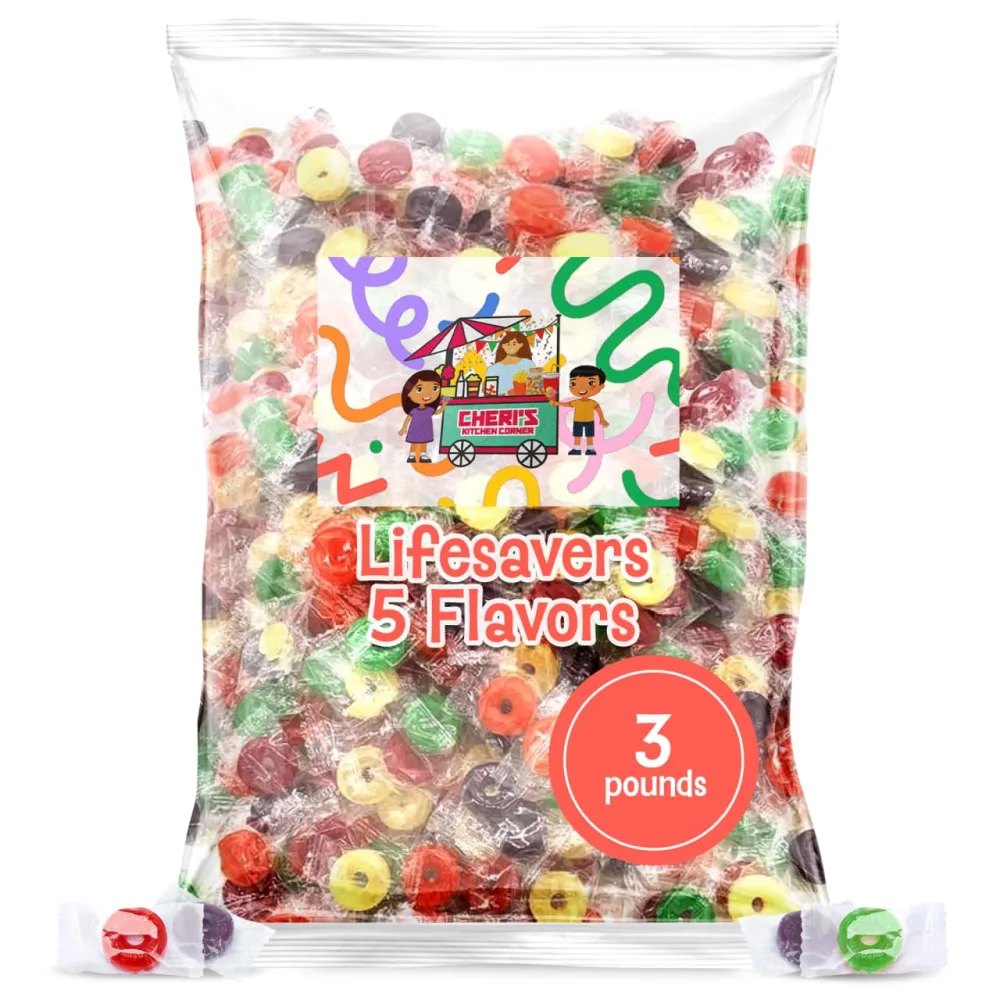 Cheri's Kitchen Corner Life Savers Mints 5-Flavors Hard Candy Bulk Mints Individually Wrapped Variety Lifesavers- Bulk Mints, 3 Pound (Pack of 1)