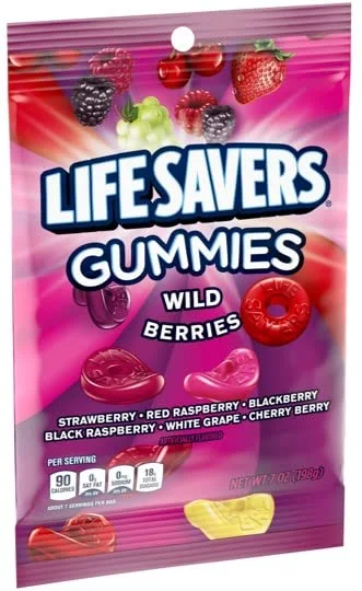 LIFE SAVERS 12 snack packs 7 oz GLUTEN FREE Wild Berry gummies. Bulk candy snacks variety pack for adults & kids! Jelly fruit snacks gummy candy bulk box! Snack bags for kids snacks. Snacks for adults.