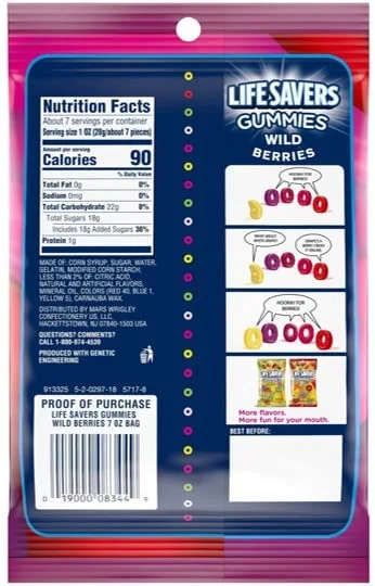 LIFE SAVERS 12 snack packs 7 oz GLUTEN FREE Wild Berry gummies. Bulk candy snacks variety pack for adults & kids! Jelly fruit snacks gummy candy bulk box! Snack bags for kids snacks. Snacks for adults.