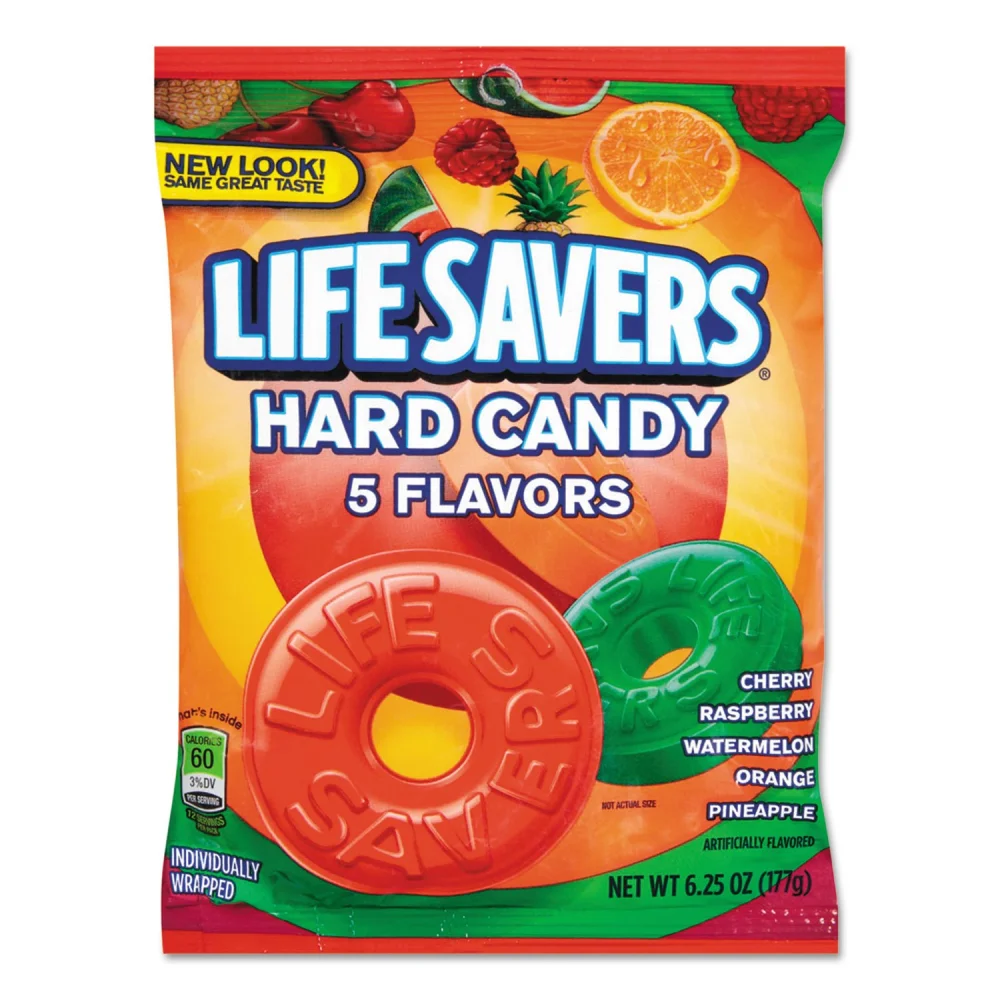 LifeSavers 88501 Original Five Flavors Hard Candy, Individually Wrapped, 6.25oz Bag