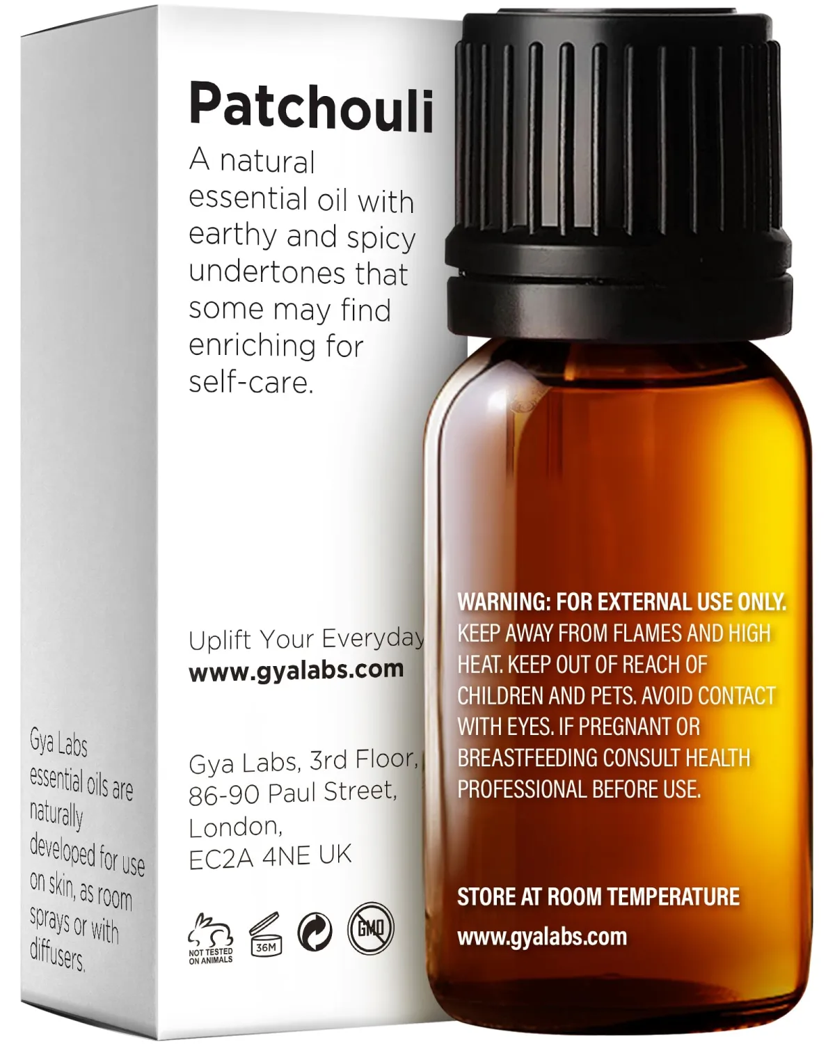 Gya Labs Patchouli Oil for Diffuser & Aromatherapy - 100% Natural Patchouli Essential Oil for Skin - Patchouli Oil for Body, Perfume & Candle Making (0.34 fl oz)