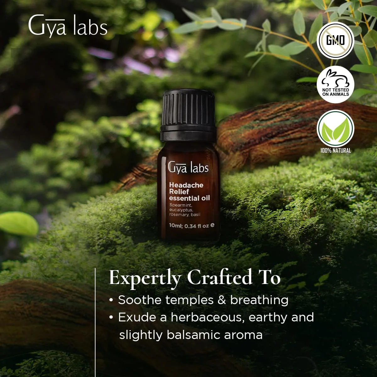 Gya Labs Headache Relief Essential Oil Blend - Soothing & Clarifying (0.34 fl oz)