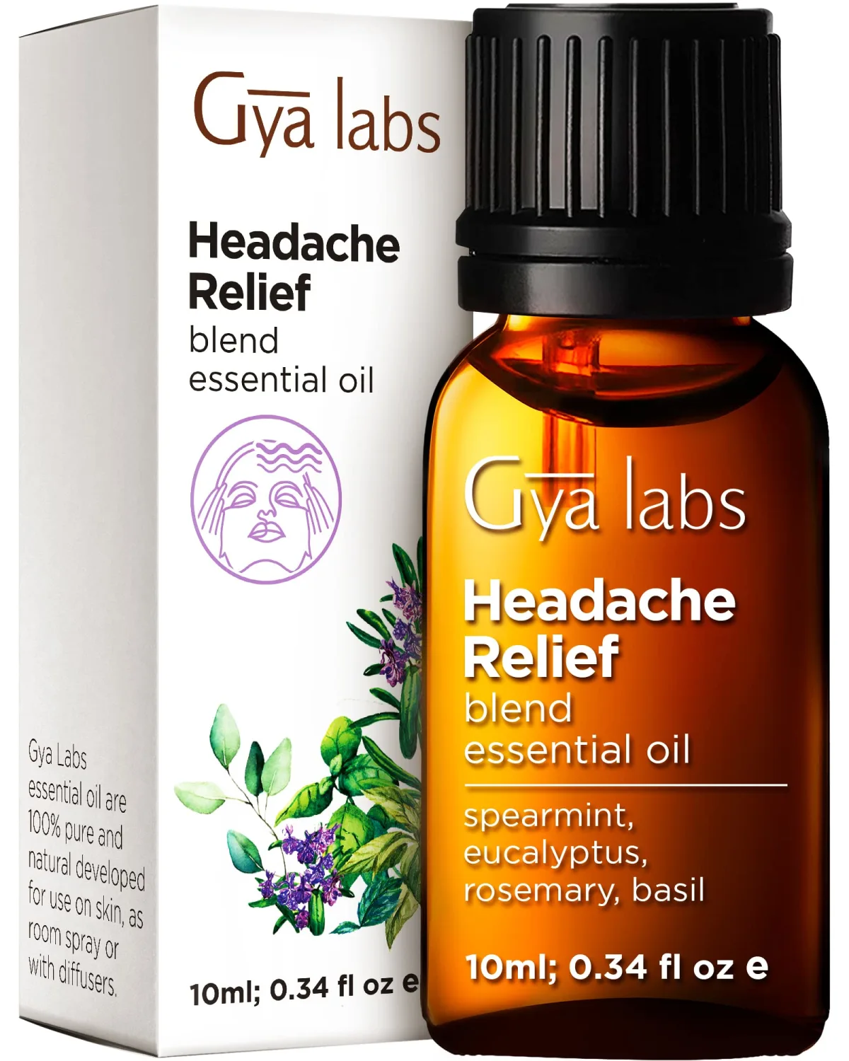 Gya Labs Headache Relief Essential Oil Blend - Soothing & Clarifying (0.34 fl oz)
