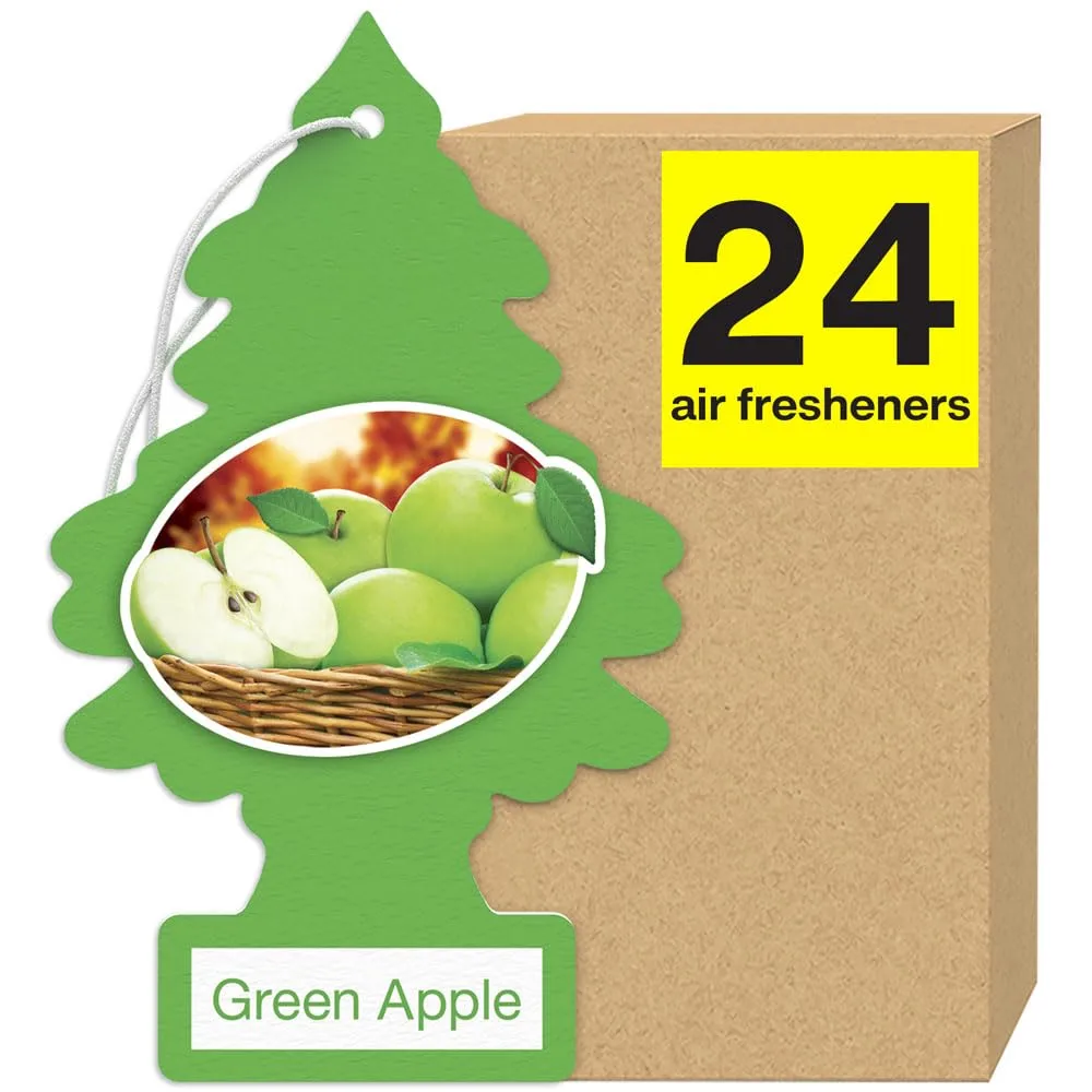 LITTLE TREES Air Fresheners Car Air Freshener. Hanging Tree Provides Long Lasting Scent for Auto or Home. Green Apple, 24 Air Fresheners