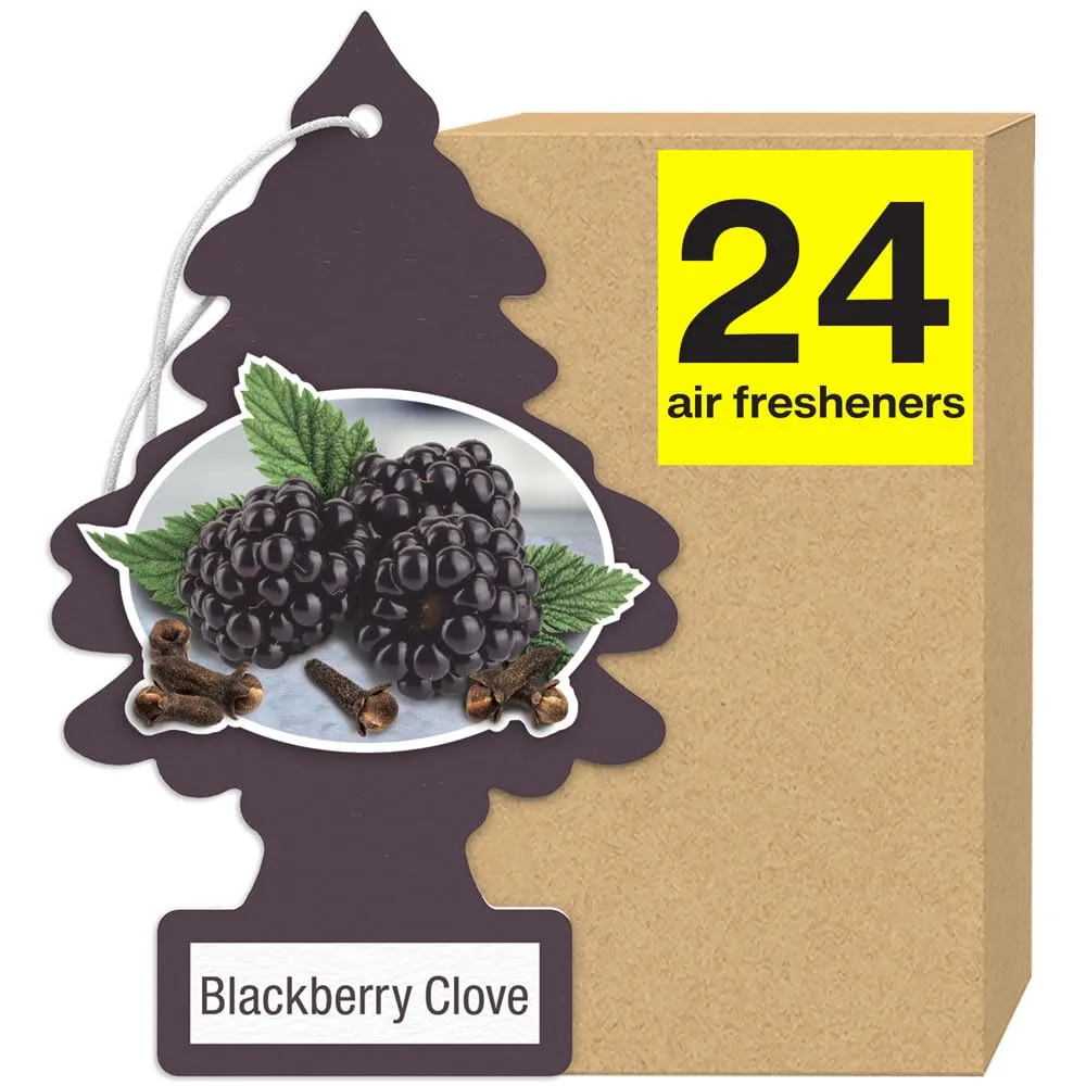 LITTLE TREES Air Fresheners Car Air Freshener. Hanging Tree Provides Long Lasting Scent for Auto or Home. Blackberry Clove, 24 Air Fresheners