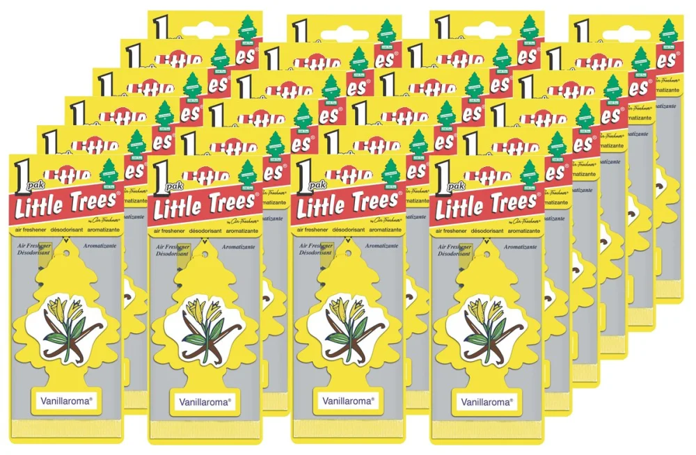 LITTLE TREES Car Air Freshener | Hanging Paper Tree for Home or Car | Vanillaroma | 24 Pack