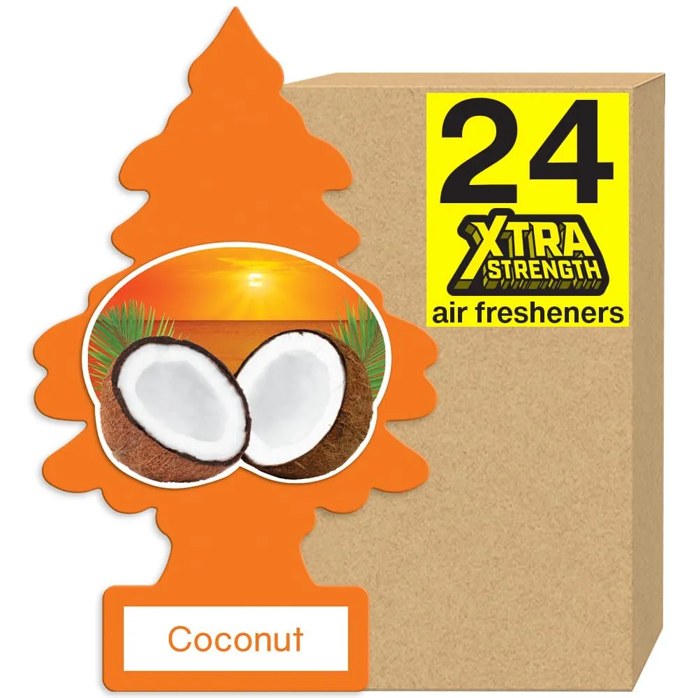 LITTLE TREES Air Fresheners Car Air Freshener. Xtra Strength Provides Long-Lasting Scent for Auto or Home. Extra Boost of Fragrance. Coconut, 24 Air Fresheners